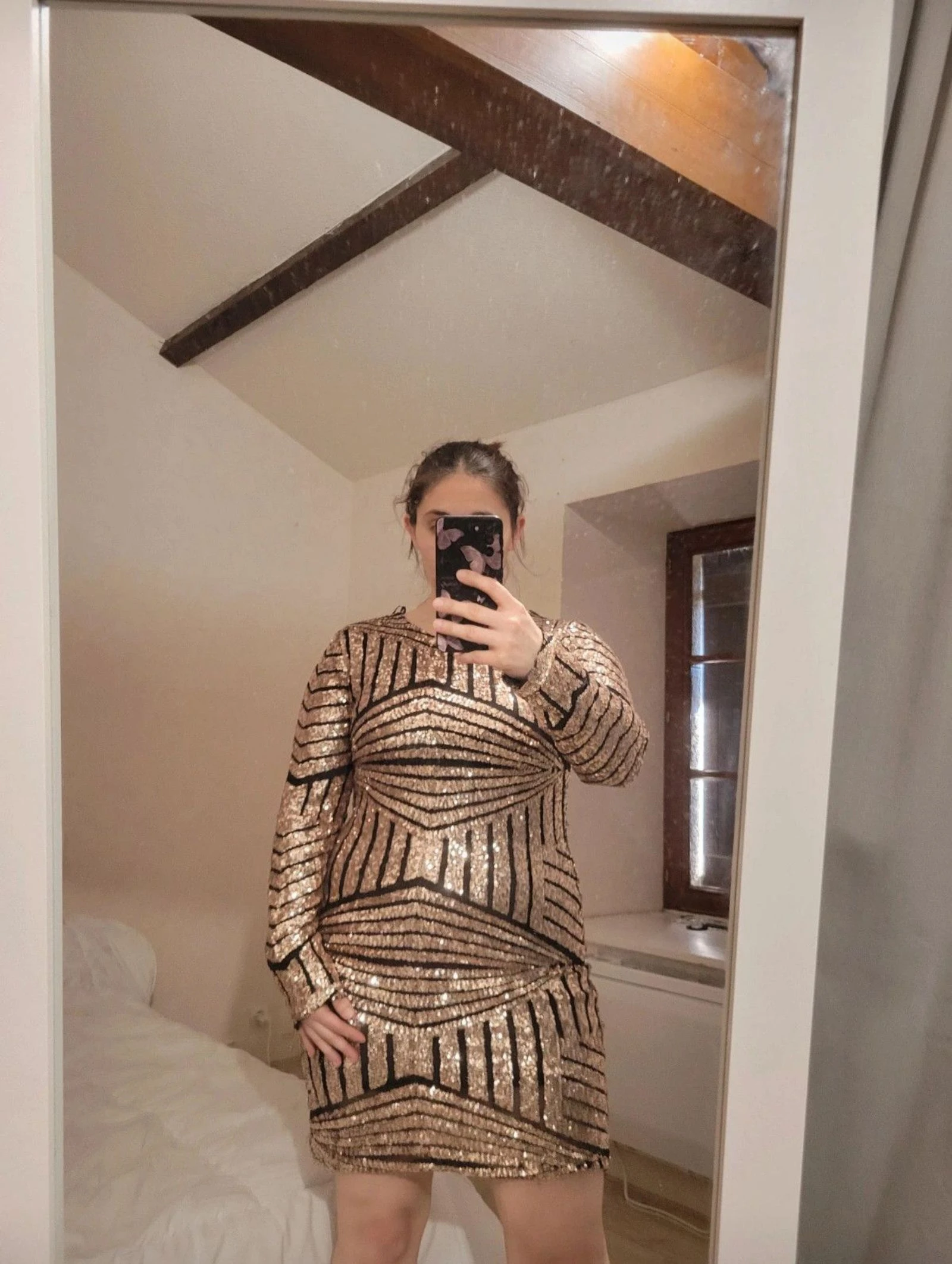 Vestido de festa muito curto com lantejoulas Zara t L – photo 9